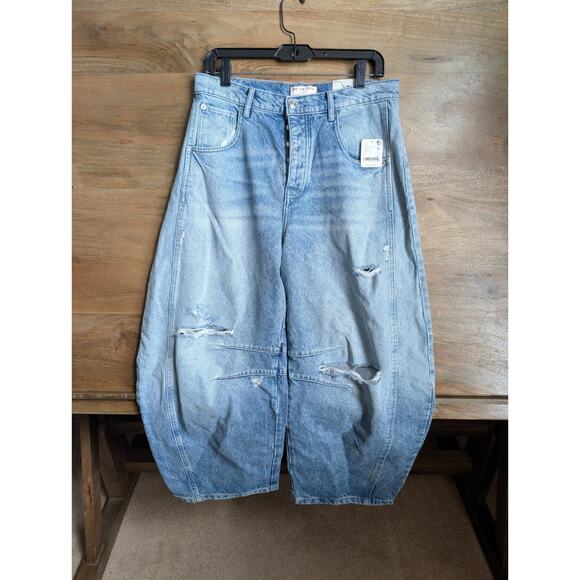 We The Free Denim - We The Free Good Luck Jeans Womens 29 Blue Mid-Rise Barel Distressed Button Fly